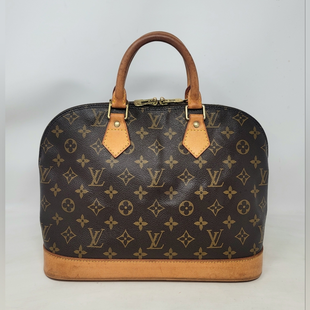 Louis Vuitton Alma PM Monogram Canvas Leather Hand Bag Authentic Vintage BA0957
